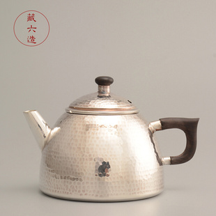 日本银壶藏六造纯手工纯银999泡茶壶纯银茶壶 小银壶泡茶壶