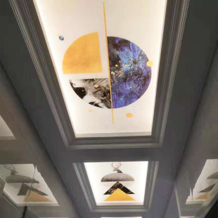 亚克力走廊艺术玻璃吊顶装 饰玄关过道电梯顶部灯板现代天花透光板
