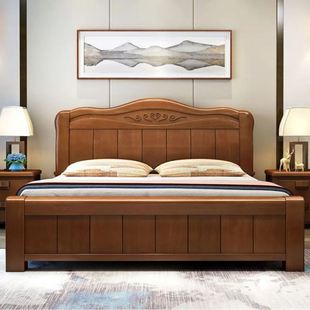 主卧婚床 15米单人床气压高箱 定制白色实木床18米双人床现代中式