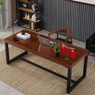 新款 美式 实木大板书桌办公电脑台式 桌写字桌椅组合工作台会议桌长