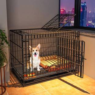狗笼子中小型犬可折叠室内柯基小狗专用笼子家用宠物笼带厕所分离