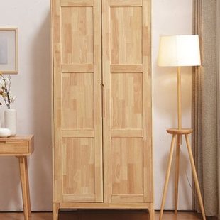 实木衣柜现代简约日式 家用经济型三门四门储物柜北欧两门平开衣橱