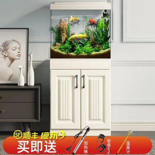 立式 造景 鱼缸带柜子一体金鱼缸客厅小型中型带柜子一体电视柜新款