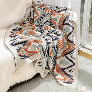 北欧风办公室午睡空调毯针织毯盖腿毛毯春秋加厚披肩小毯子沙发毯