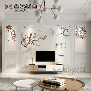 花鸟墙纸客厅装 饰壁画影视墙布 电视背景墙壁纸壁布现代简约新中式