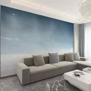 北欧电视背景墙壁纸简约现代卧室客厅壁画3D星空蓝色墙纸影视墙布