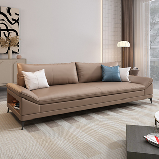 源氏木语北欧现代简约可储物真皮沙发意式 极简客厅小户型直排皮艺