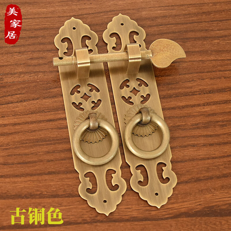 中式 仿古典家具五金铜配件门条拉手纯铜直条把手抽屉书柜门拉环