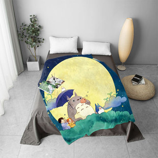 二次元 日漫可爱龙猫系列法兰绒毛毯垫盖两用毯空调毯休闲毯午睡毯