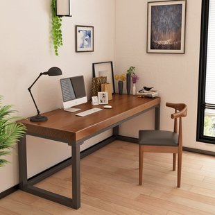 新美式 实木办公桌椅组合 卧室书房写字书桌 公司工作室单人位办公