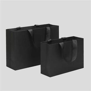 店包装 袋可印刷礼品袋 黑色手提纸袋大号小号中号螺纹绳广告袋服装