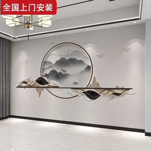 新中式 电视背景墙壁纸山水客厅沙发卧室墙纸3D影视墙壁画茶室壁布