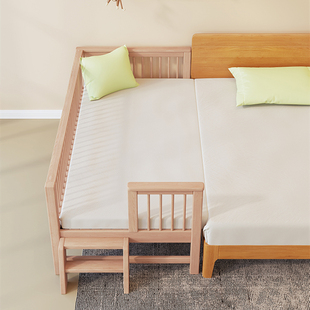 棋木家私儿童床带护栏榉木拼床宝宝边床婴儿小床加宽拼接大床延边