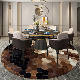 意式 简约现代圆形餐厅地毯大圆形客厅地垫可定制尺寸异形沙发2Q