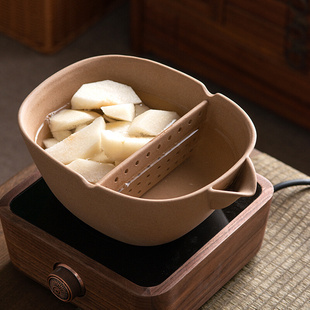 中式 复古粗陶煮茶器电陶炉麦饭石煮茶炉禅意煎茶器手工古法煮茶碗