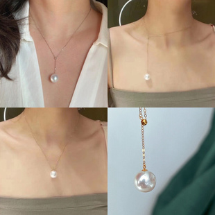 12mm18k金天然淡水微瑕Y型珍珠项链简约时尚 百搭气质三种戴法