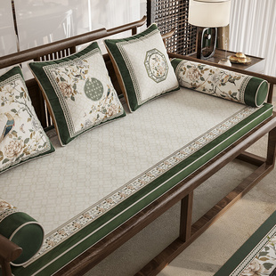 实木罗汉床垫高密度海绵垫子防滑四季 通用红木沙发垫锦屏春暖 中式