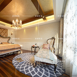 简约欧式 圆形地毯客厅茶几沙发地毯卧室床边书房手工地毯定制 时尚