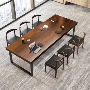 办公室职员工位桌椅组合 多人长条电脑会议桌 现代简约实木办公桌
