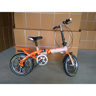 新品 16寸折叠变速自行车成人减震一体轮小孩学生折叠单车双碟刹