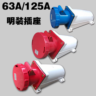 远亚防水防尘工业插头插座耦合连接器3芯4芯5芯63A125A防爆公母套