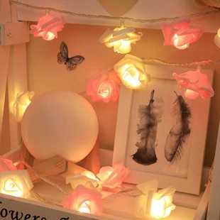 室内求婚表白布置创意用品浪漫房间灯带网红灯装 饰仿真玫瑰彩灯