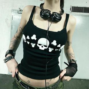 Gothic Skull Top Graphic Camisole girl Emo Cro Grunge Print