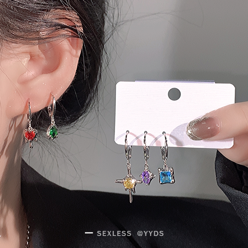 yyds彩锆耳环5件套小众设计耳钉女高级感个性 独特耳饰 夏日活力