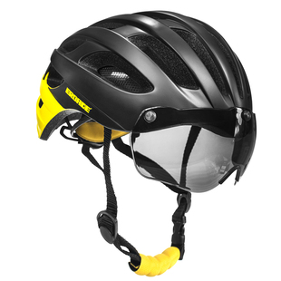 夏季 自行车骑行头盔男女款 山地公路车装 备带风镜灯一体单车安全帽