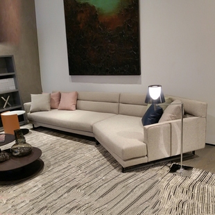 布艺弧形沙发现代简约客厅意式 极简大小户型转角异型真皮轻奢家具
