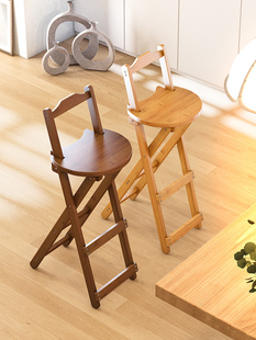 小凳子家用现代简约吧台椅折叠特厚加厚可叠放竹椅子餐厅备用实木