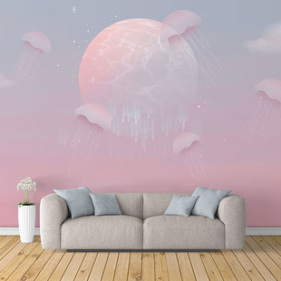 唯美欧式 水母壁布客厅卧室床头电视背景墙纸沙发壁纸现代简约墙布