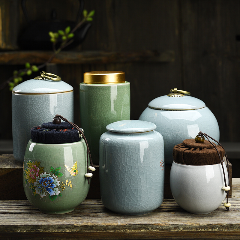 茶叶罐陶瓷密封罐茶罐家用便携茶盒迷你紫砂储物罐陶瓷罐茶叶盒