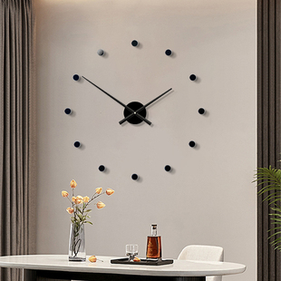 简约现代大气时钟客厅家用创意装 饰免打孔挂钟 钟表挂钟2023年新款