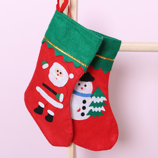 圣诞节装 饰品无纺布红色大红圣诞袜礼物袋老人雪人糖果礼物袋挂件