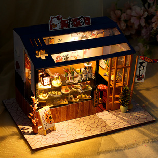 巧之匠diy小屋日式 寿司店小房子模型场景儿童建筑玩具生日礼物女