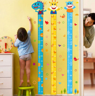 儿童房卧室装 饰创意客厅宝宝量身高尺卡通身高贴纸墙贴自粘可移除