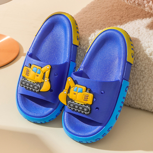 挖掘机儿童拖鞋 男女童夏季 室内外洗澡防滑厚底可爱卡通宝宝凉拖鞋