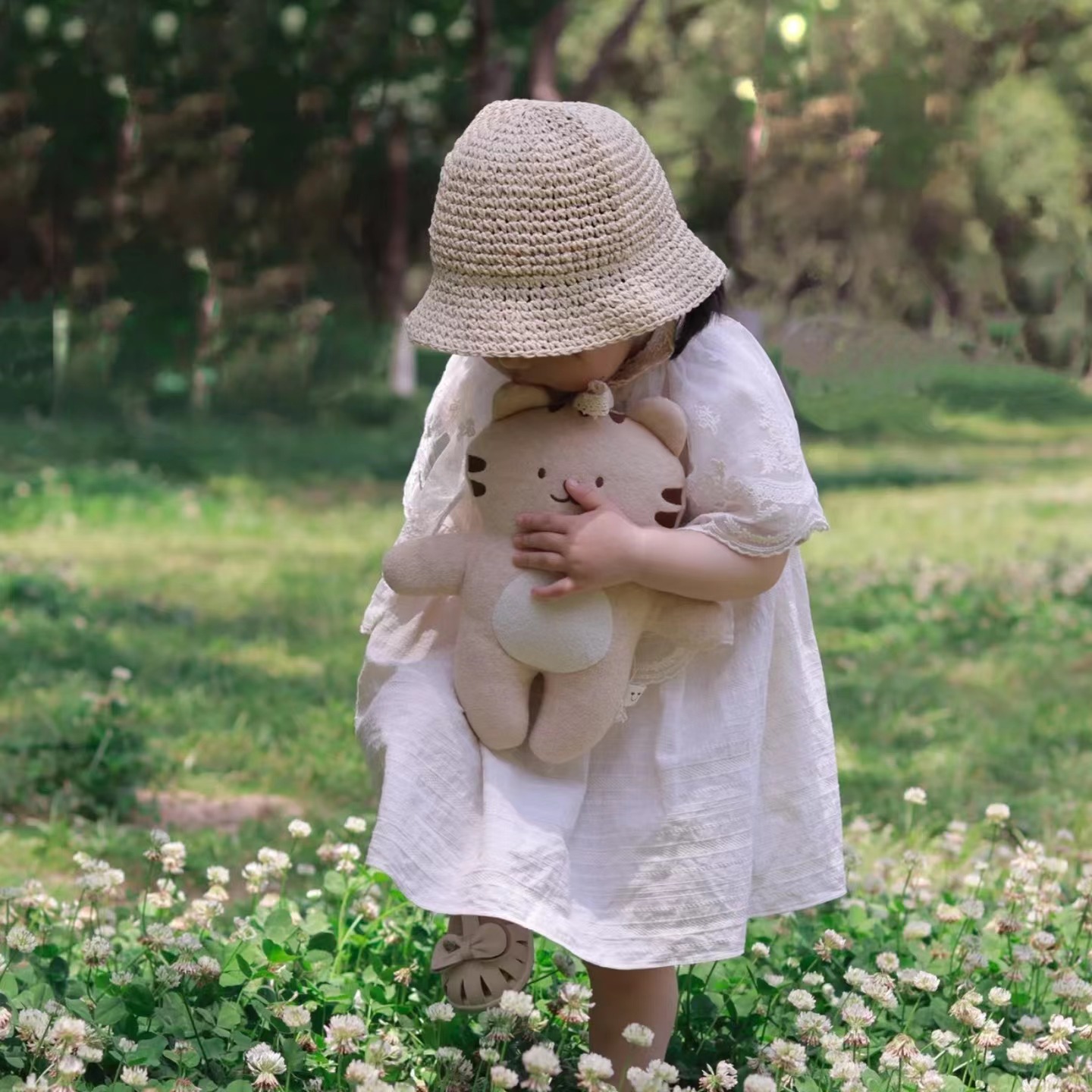 婴儿连衣裙纯棉透气夏季 儿童套头纯白色A字裙 韩国进口Bily短袖