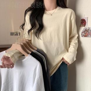 长袖 shirt t恤 color white sleeve with long woman薄款 Solid