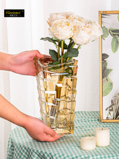创意大号玻璃瓶透明彩色水培富贵竹百合玫瑰花瓶客厅插花摆件