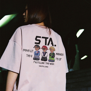 STA基础系列国潮原创夏季 23SS复古街头纯棉多色美式 重磅短袖 t恤男