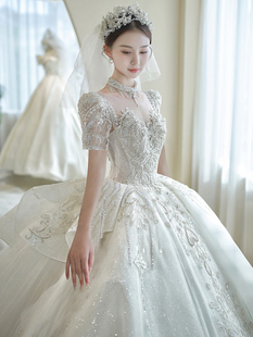 新娘拖尾高级质感超级重工奢华复古法式 在逃公主 主婚纱女2023新款