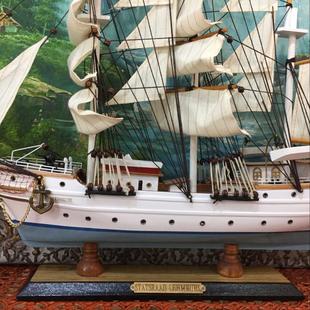 家居展厅店面装 饰摆设一帆风顺礼 高档木制帆船模型工艺品船摆件