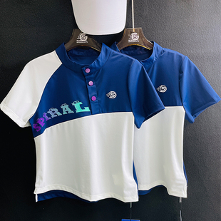 SpiralGalaxy夏季 golf短袖 女童运动新款 流行不规则下摆拼色T恤