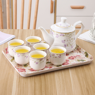 陶瓷茶具套装 家用客厅婚庆现代简约耐热泡茶壶水杯饮具整套送茶盘