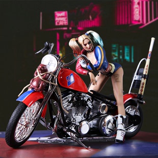 DC小丑女哈莉奎茵合金摩托车场景手办套装 收藏模型礼物现货 正版