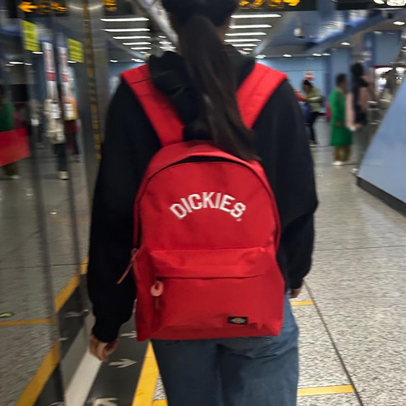 dickies书包校园女大中学生上课双肩背包电脑防水旅行高中生红色