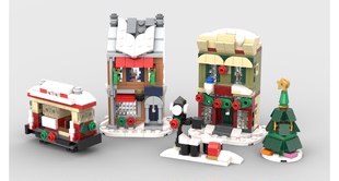 适用乐高小颗粒拼装 积木模型玩具 MOC迷你街景建筑系列假日大街