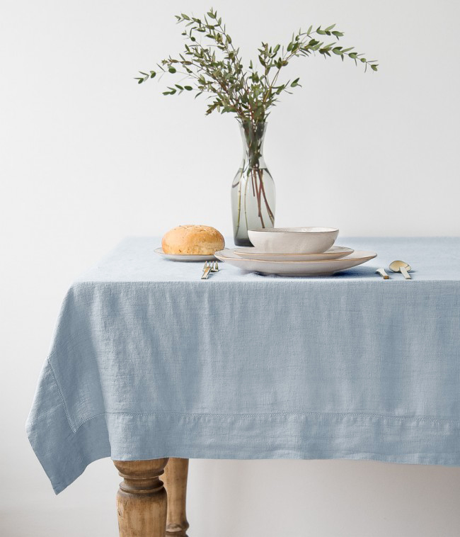 水洗纯亚麻自然色布料 做工精致亚麻餐桌布 100%法国纯亚麻桌布